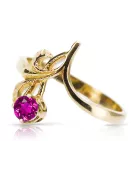 Аметист 14-кв Желтое золото Кольцо Винтаж стиль vrc095y